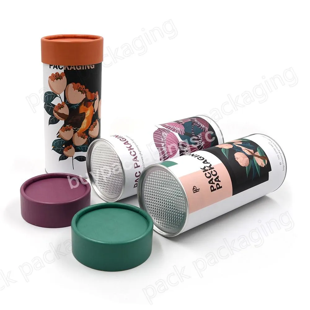 Custom Round  Made Strong paper Cardboard Box Paper Tube With easy peel off lid for food powder