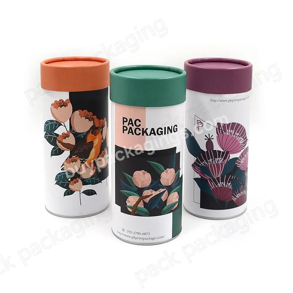 Custom Round  Made Strong paper Cardboard Box Paper Tube With easy peel off lid for food powder