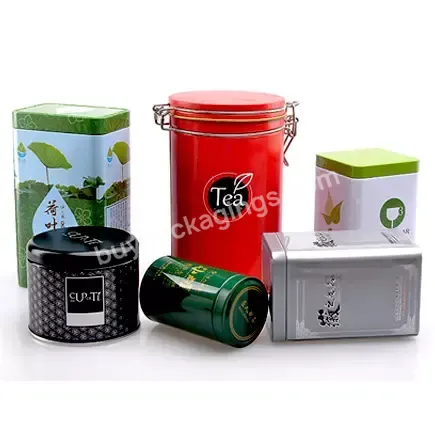 Custom Round Metal Tea Tin Can Canister Square Rectangular Coffee Tea Tin Box Packaging Tea Tin Jar Container