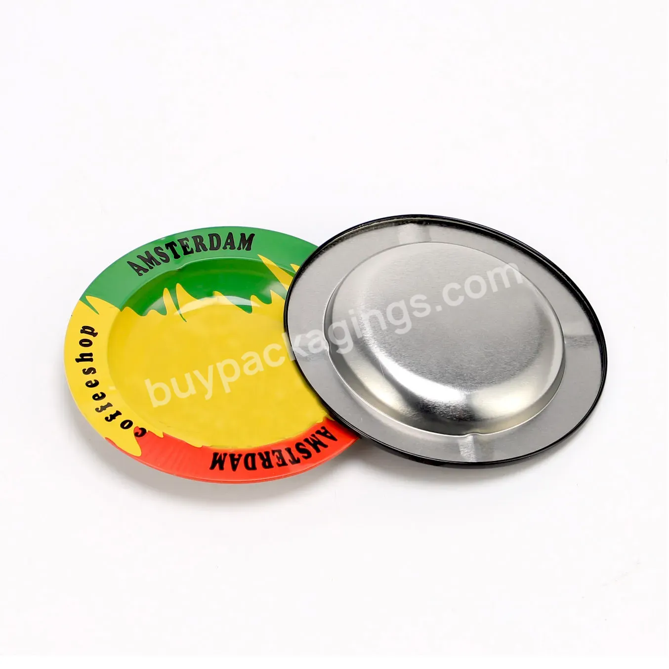 Custom Round Metal Tin Ashtray Mini Tinplate Smoking Ashtray Wholesale