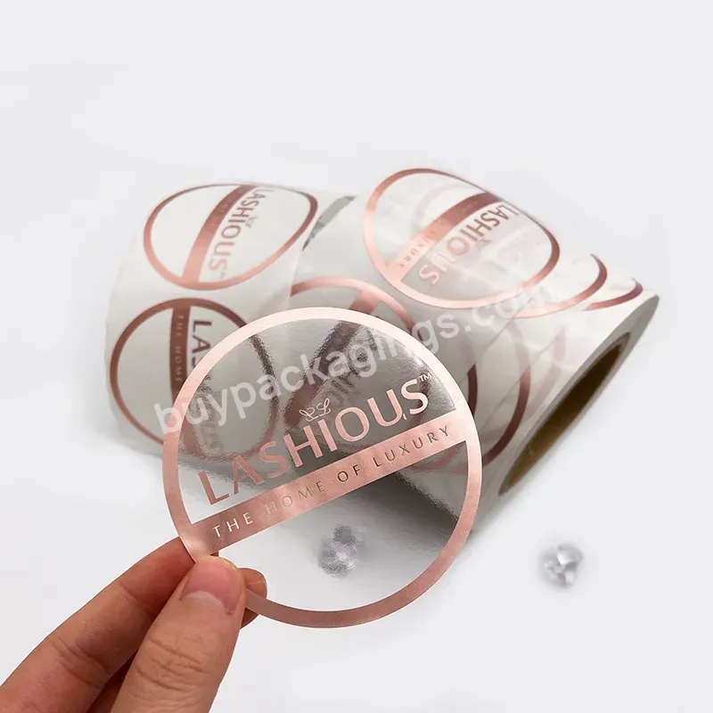 Custom Round Roll Adhesive Paper Printed Rose Gold Foiled Stickers