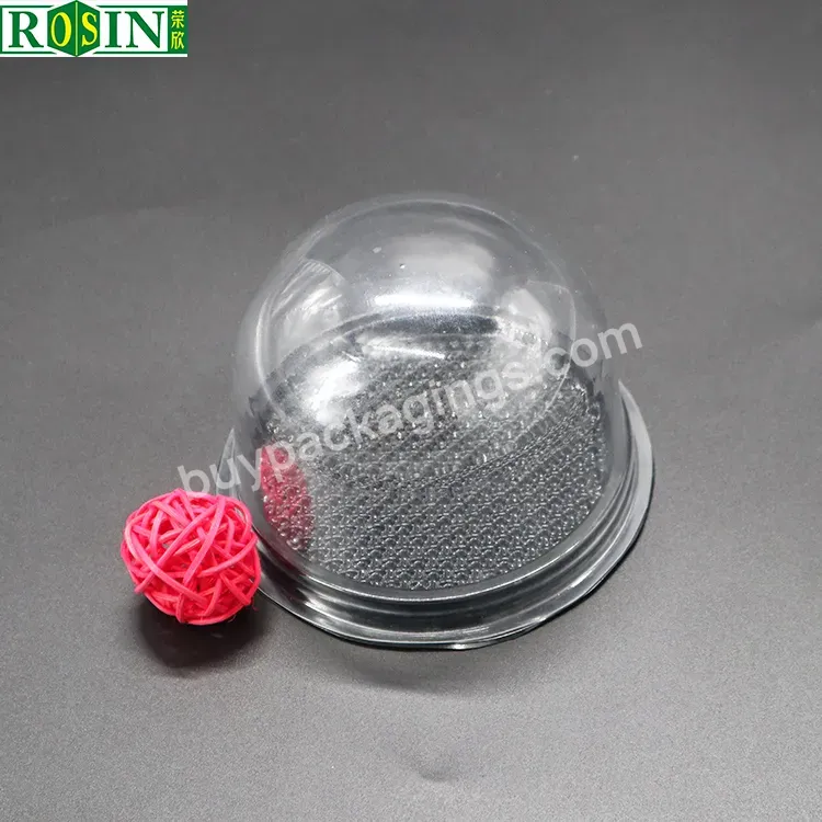 Custom Round Shape Plastic Cake Dome Cake Box Disposable Transparent Black Bottom And Clear Lid Cake Packaging Box