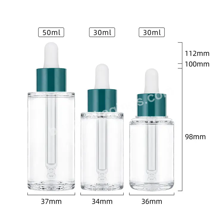 Custom Round Shoulder Pet Plastic Bottle Clear Empty 30ml Luxury Hair Oil Serum Dropper Bottle For Cosmetic Packaging