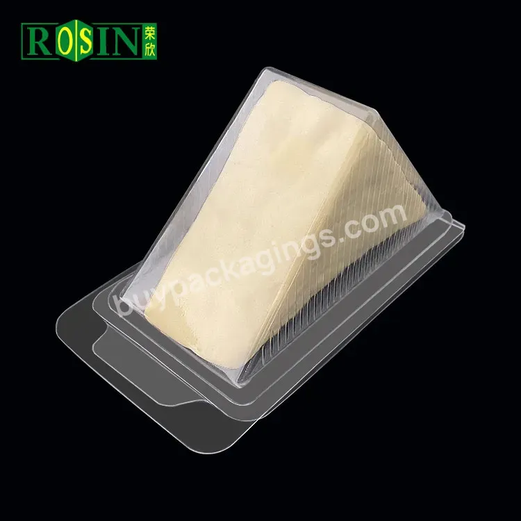 Custom Sandwich Cake Box For Lunch Boxes Clear Plastic Hinged Triangle Cake Container With Plastic Window