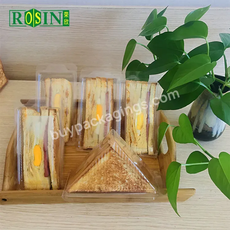 Custom Sandwich Cake Box For Lunch Boxes Clear Plastic Hinged Triangle Cake Container With Plastic Window