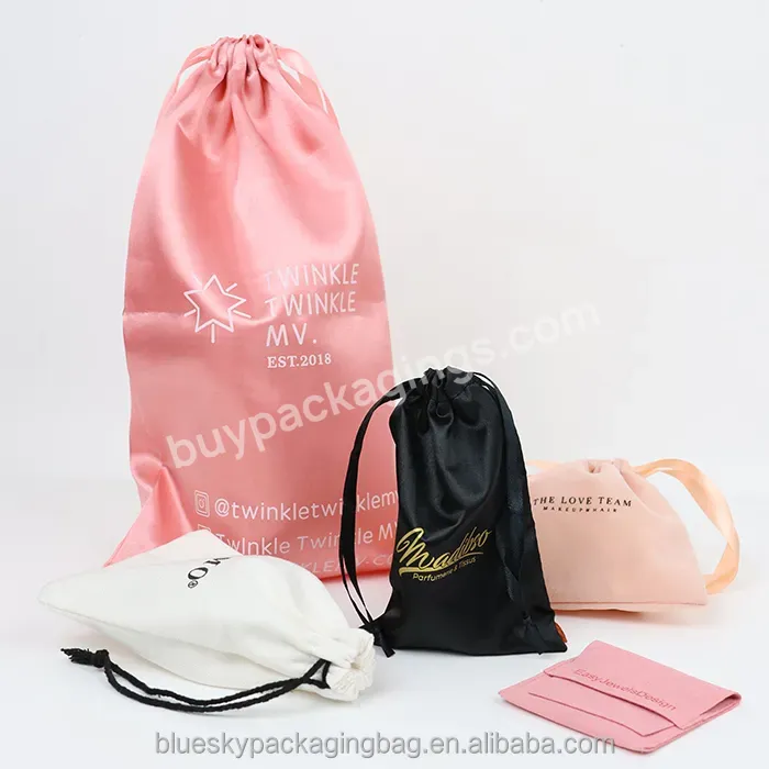 Custom Satin Bags Silk Large Satin Drawstring Bag For Hair Bundles