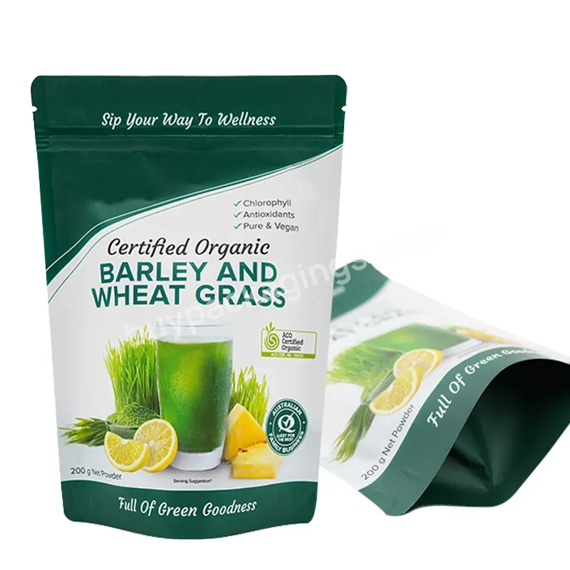Custom Scented Tea Powder Protein Wheat Celery Powder Okra Dried Fruit Vitamin Zipper Bag Resealable Waterproof Foil Pouch Bag