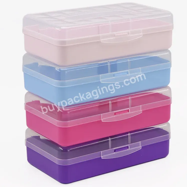 Custom Schools Cute Pink Organizer Kawaii Pattern Colorful Clear Plastic Kids Pencil Box Case Crayon Container