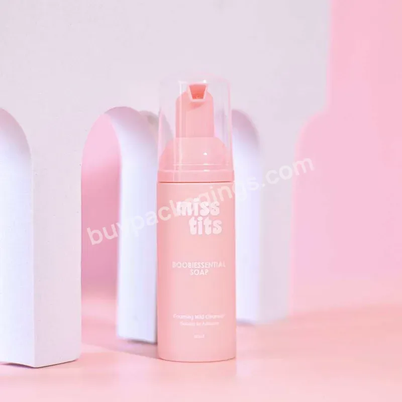 Custom Screen Printing Pet Foaming Lash Face Cleanser Bottle Pink Clear Plastic Soap Dispenser Foam Pump Bottle 50ml