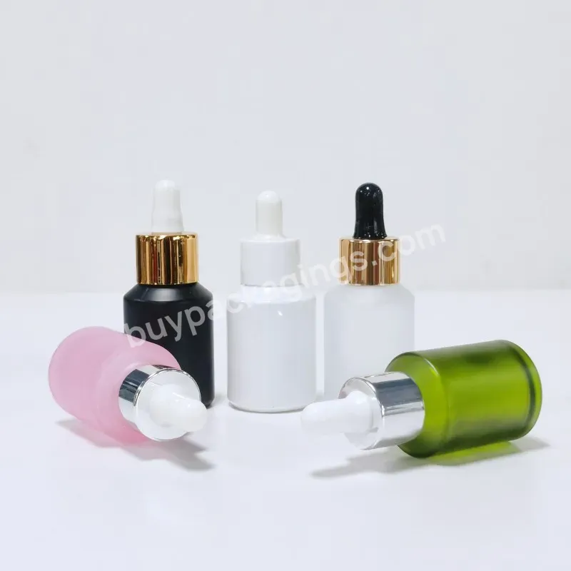 Custom Screen Printing Serum Use 30ml Slanted Shoulder Matte Colorful Glass Essential Oil Dropper Bottle