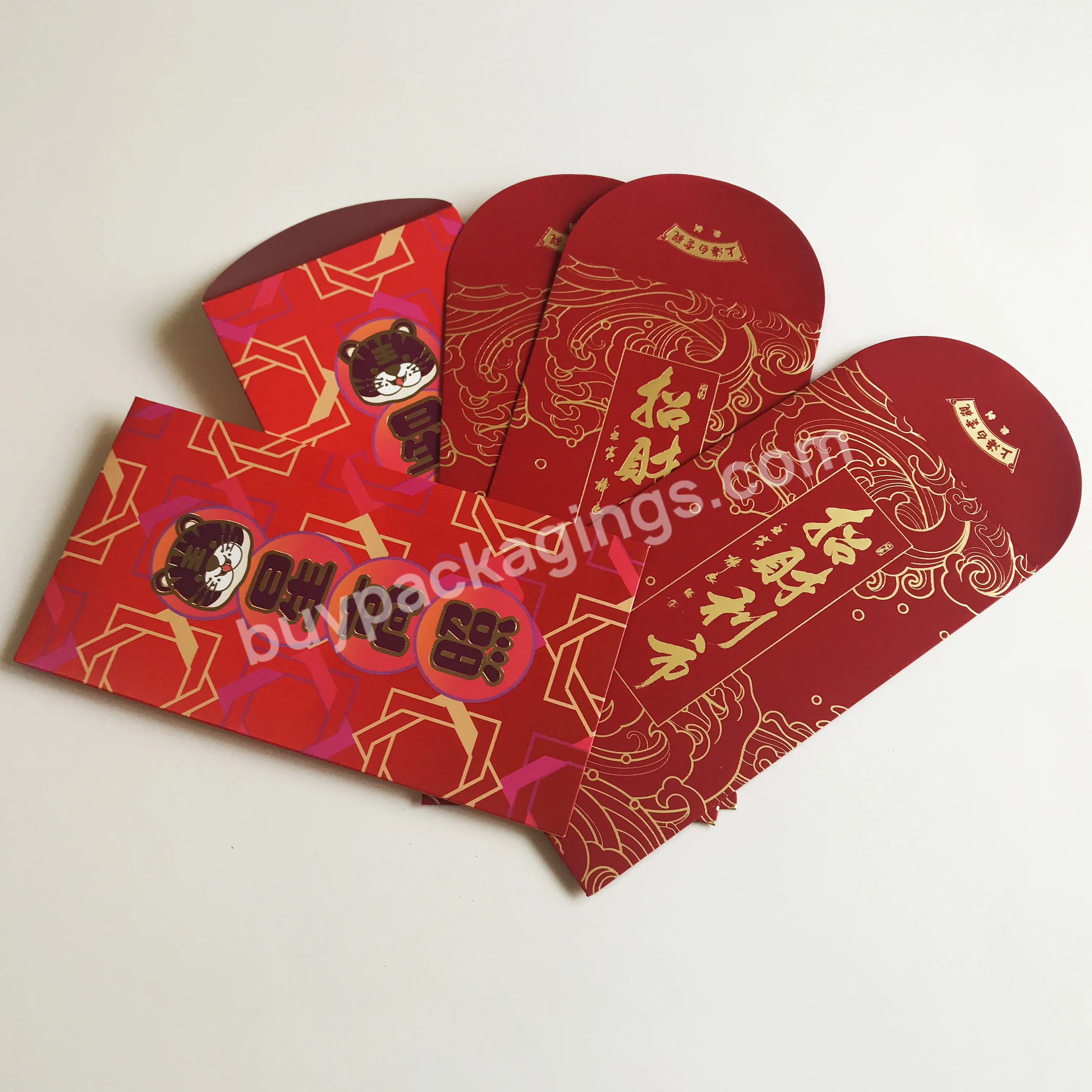 Custom Self Sealed Chinese Red Packet Lucky Gift Money Envelopes For New Year Birthday Wedding With Golden Stamp