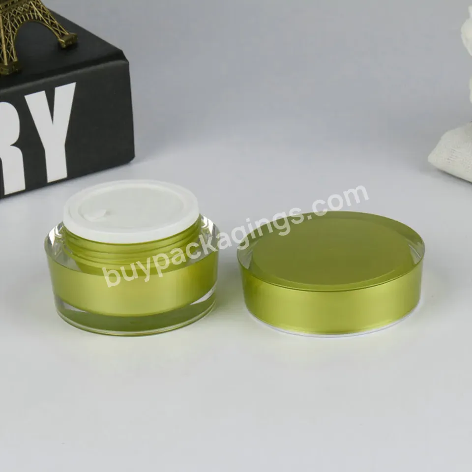 Custom Shape Luxury 30ml 50ml 100ml Green Cosmetic Set Acrylic Skin Care Cream Lotion Pump Bottle