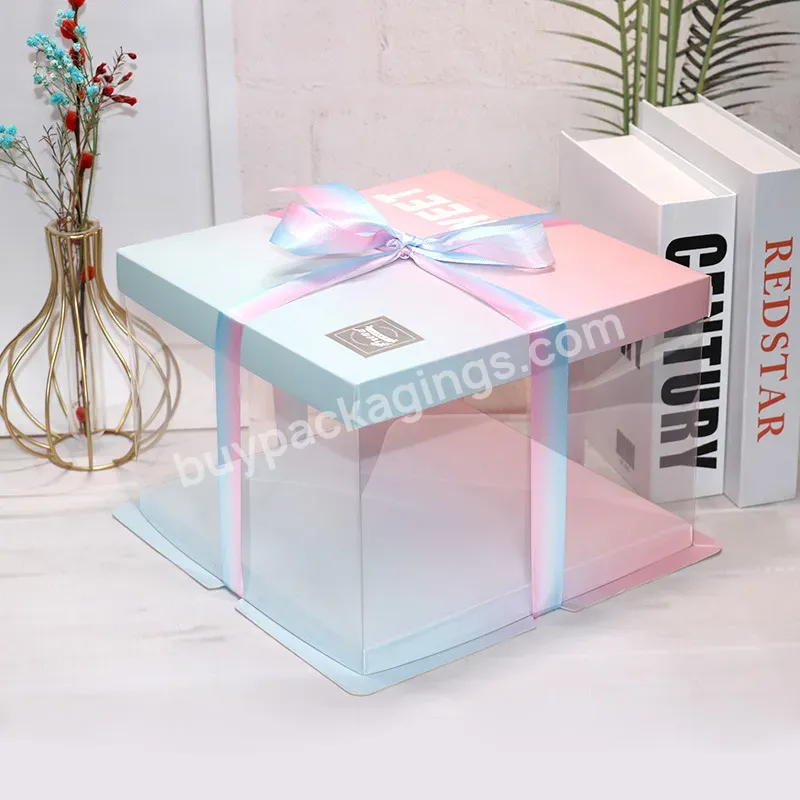 Custom Shape Transparent Pet Pvc Window Cake Box With Your Own Logo For Birthday Party Wedding Cake