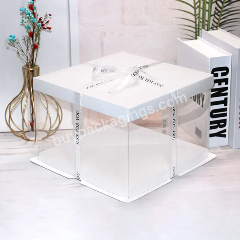 Custom Shape Transparent Pet Pvc Window Cake Box With Your Own Logo For Birthday Party Wedding Cake
