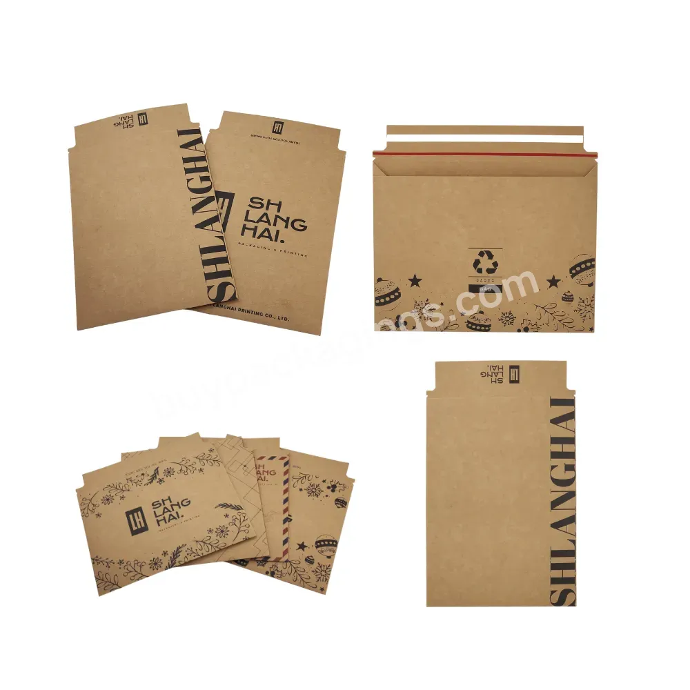 Custom Shipping Packaging A2 A3 A4 Kraft Paper Mailing Envelope Cardboard Mailer Envelope With Custom Printing Logo