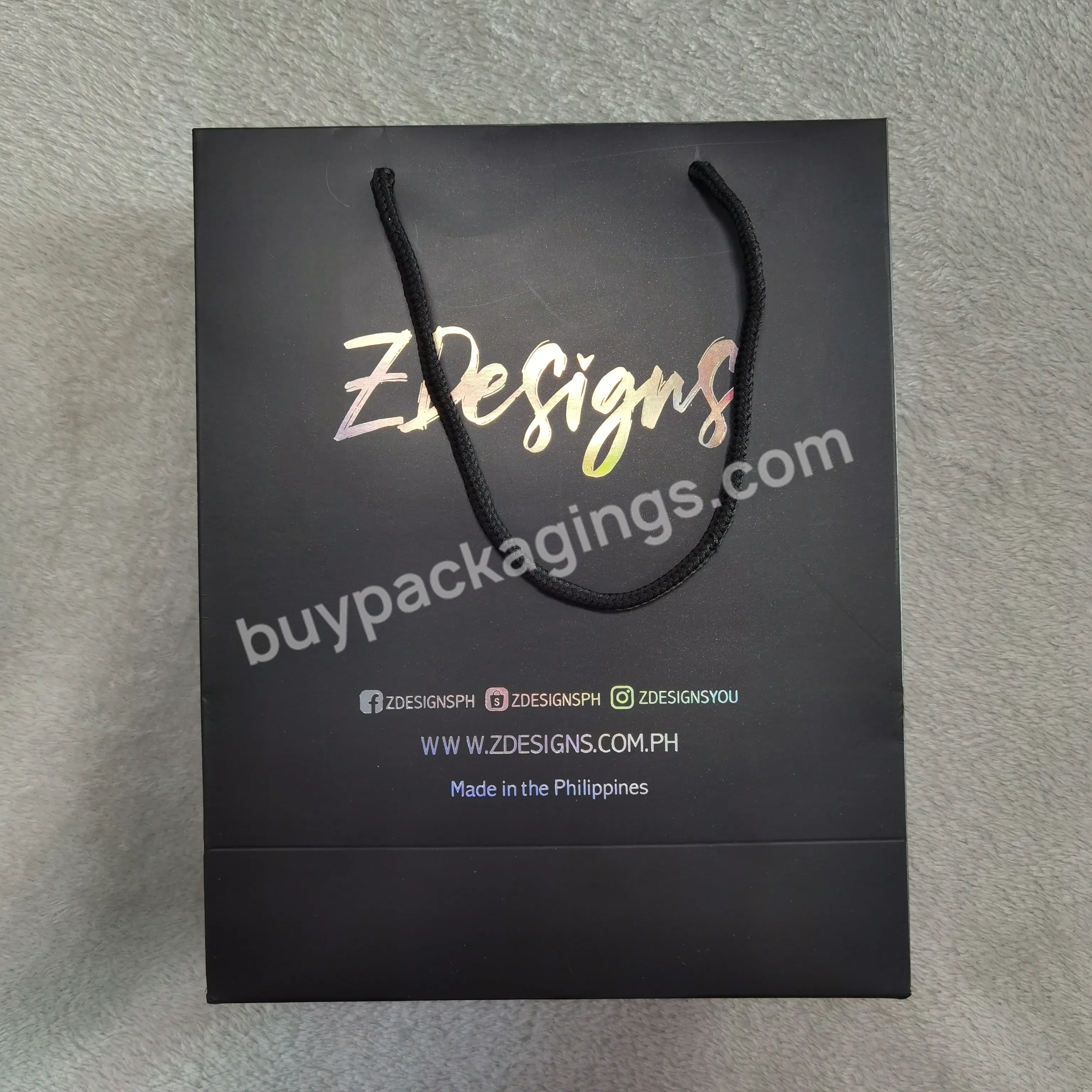 Custom Shopping Paper Bag With Handle Black Craft Paper Bag For Luxury And Clothing Paper Wine Bag