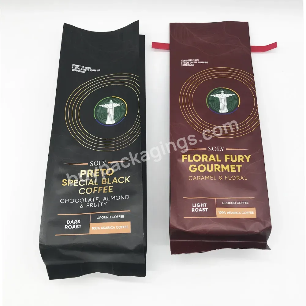 Custom Side Gusset Flat Bottom Coffee Bean Packaging Bag Custom Printed Mylar Foil Coffee Bags With Valve