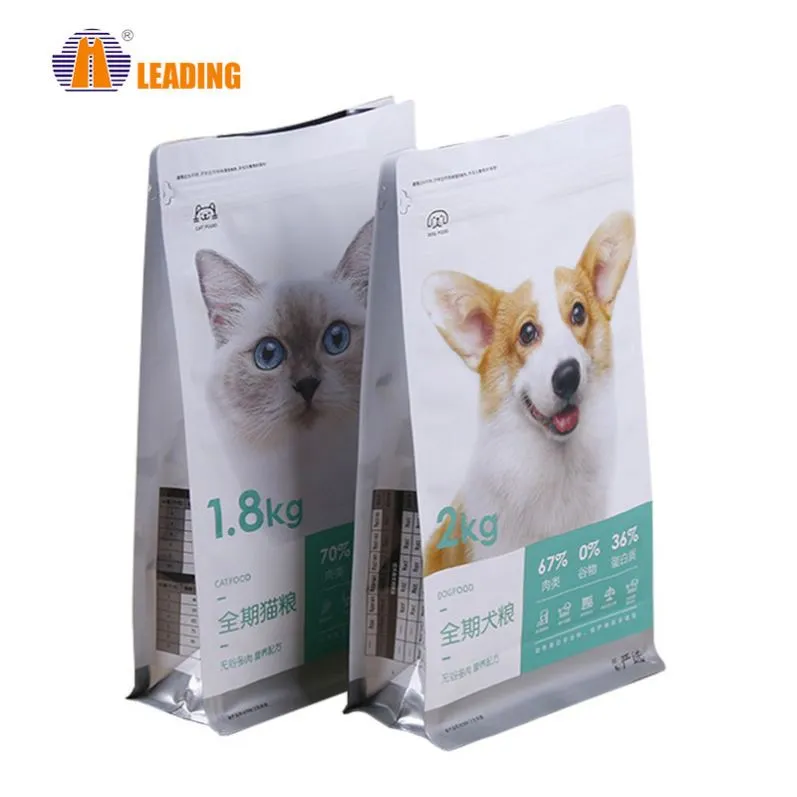 Custom Side Gusset Top Bird Rabbit Fish Plastic Cat Pet Dog Food Packaging Bag With Resealable Zipper