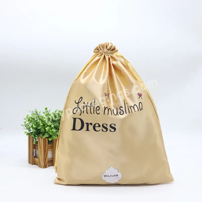 Custom Silk Satin Dress Garment Packaging Bags With Logo Drawstring Underwear Purse Handbag Child Clothing Shoes Bags - Buy Dress Packaging Bags,Customized Dress Bag,Clothing Bags With Logo.