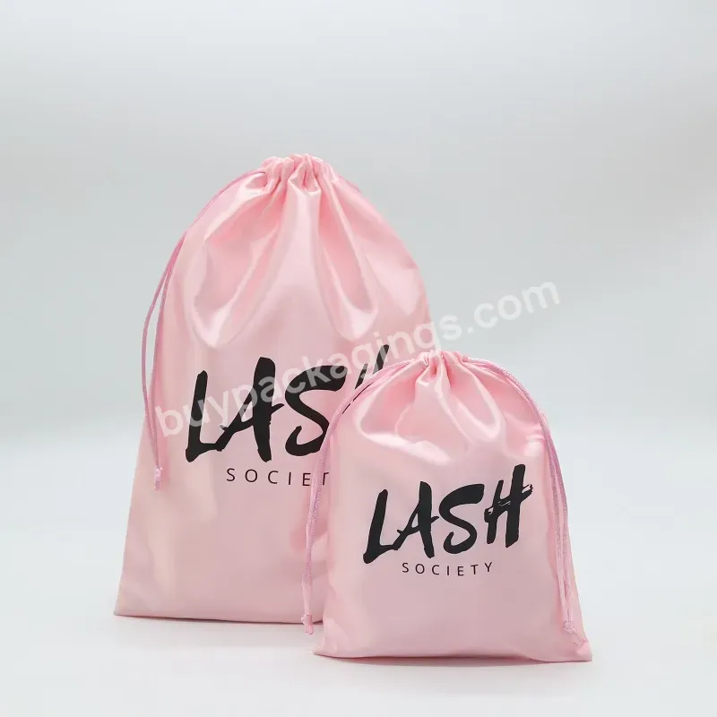 Custom Silk Satin Jewelry Wig Hat Makeup Dust Bag With Logo Eye Lash Goodie Gift Shopping Storage Packaging Bags - Buy Custom Lash Bags,Eye Lashes Bags,Eyelash Satin Bag.