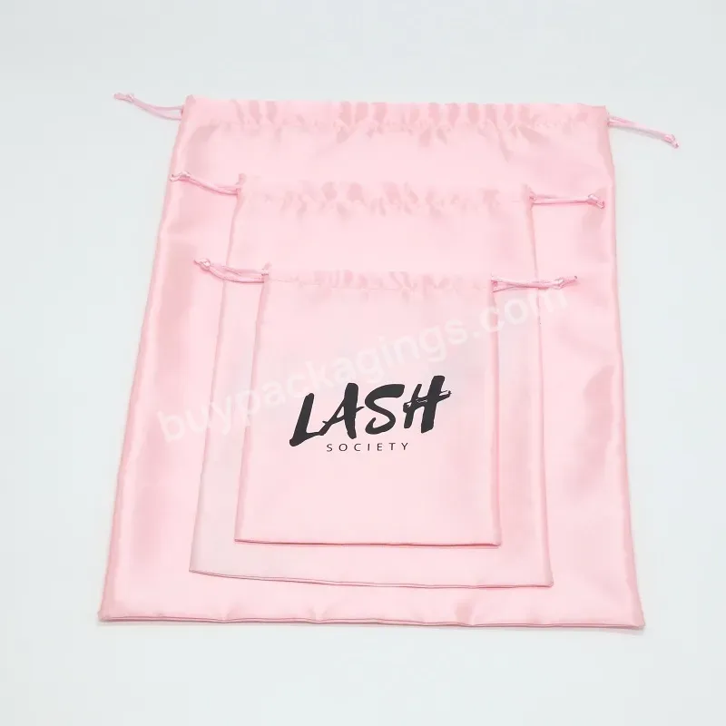 Custom Silk Satin Jewelry Wig Hat Makeup Dust Bag With Logo Eye Lash Goodie Gift Shopping Storage Packaging Bags - Buy Custom Lash Bags,Eye Lashes Bags,Eyelash Satin Bag.