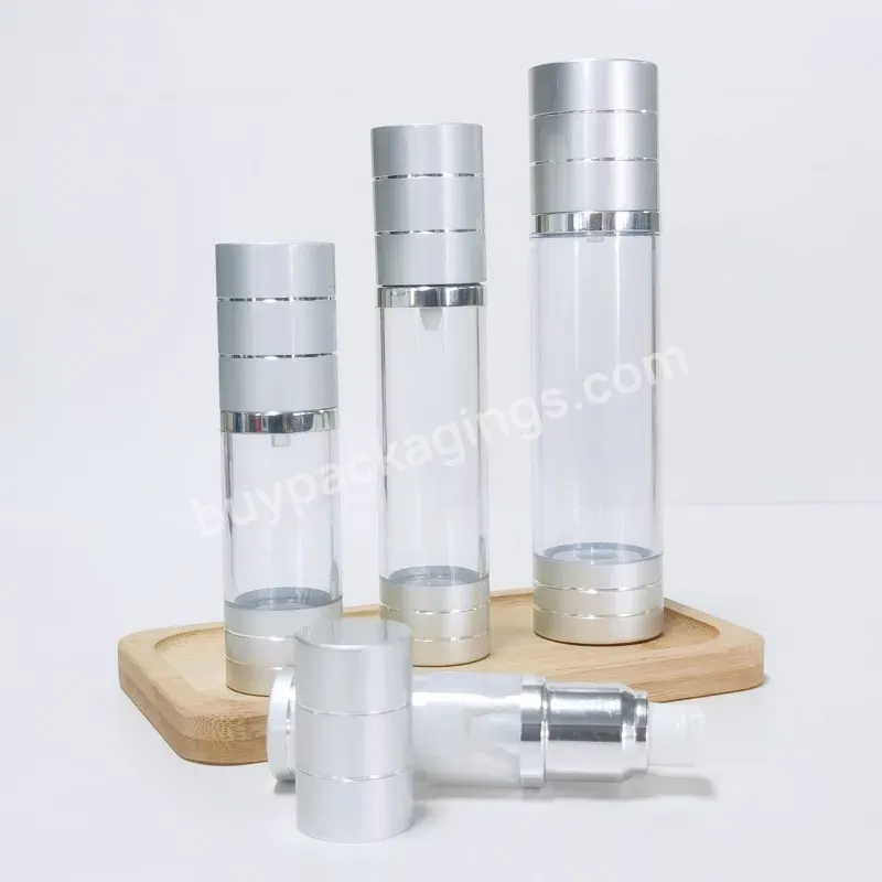 Custom Silver 15ml 30 Ml 50 100ml 120ml Plastic Clear Cosmetics Spray Airless Pump Bottle