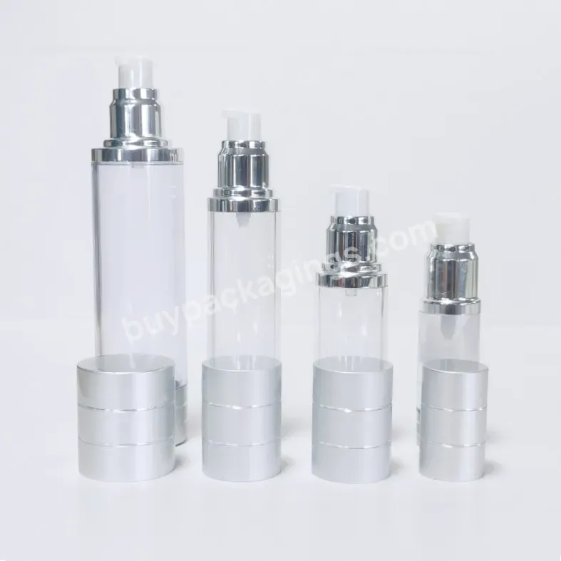 Custom Silver 15ml 30 Ml 50 100ml 120ml Plastic Clear Cosmetics Spray Airless Pump Bottle