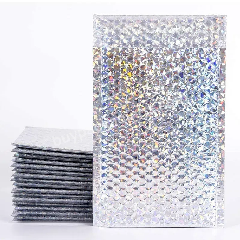 Custom Silver Metallic Poly Bubble Mailer Eco-friendly Padded Envelopes Metallic Polymailer Shipping Packaging Mailer Bubble