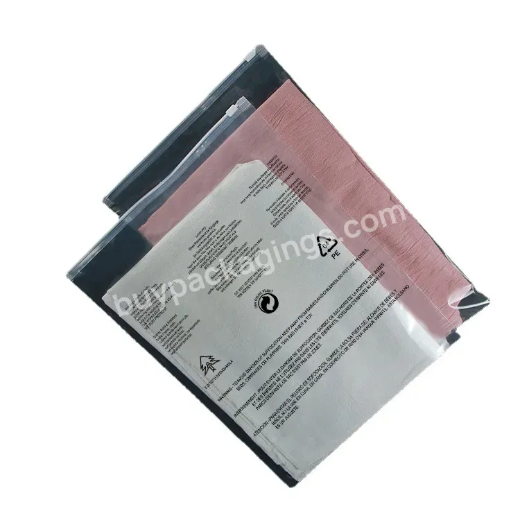 Custom Simple Packing Polybag Recyclable Waterproof Zipper Bag With Warning
