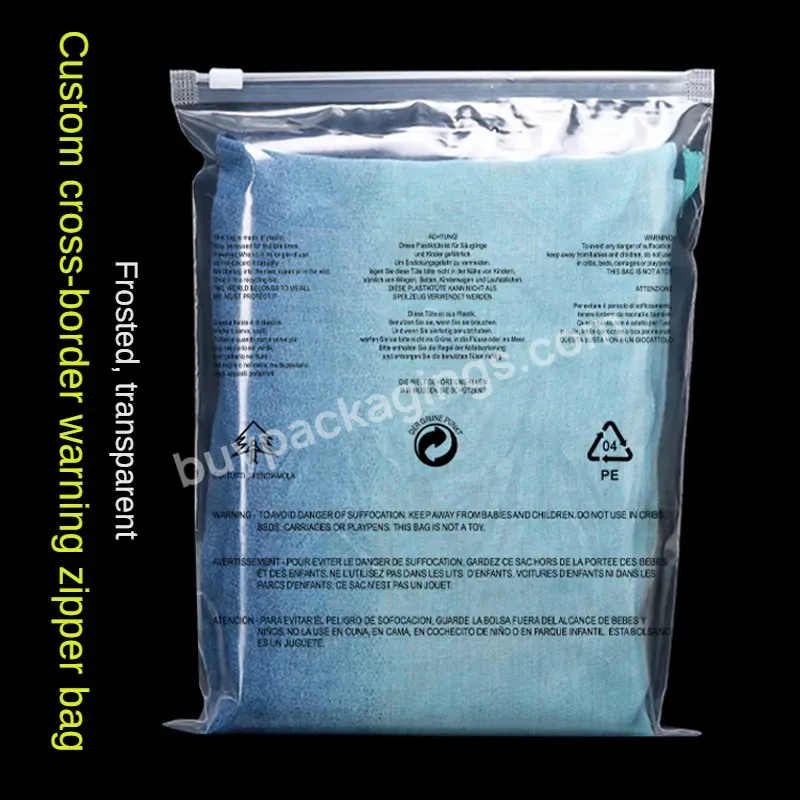 Custom Simple Packing Polybag Recyclable Waterproof Zipper Bag With Warning