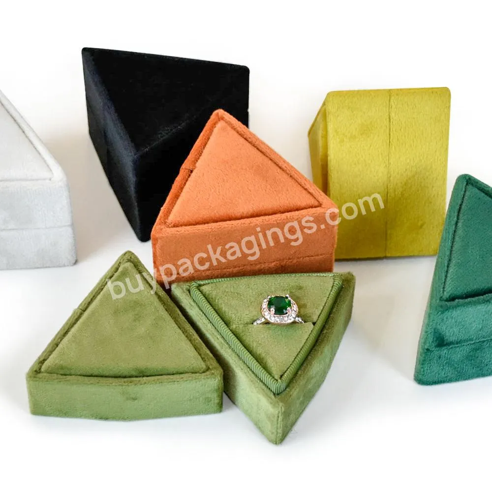 Custom single slot triangle jewelry ring packaging wedding ring gift box packaging jewelry gift box velvet ring jewelry boxes