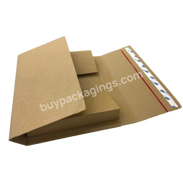 Custom Size and Logo Strong Rigid Easy Seal Mailer Expandable Cardboard Craft Paper Envelope  box