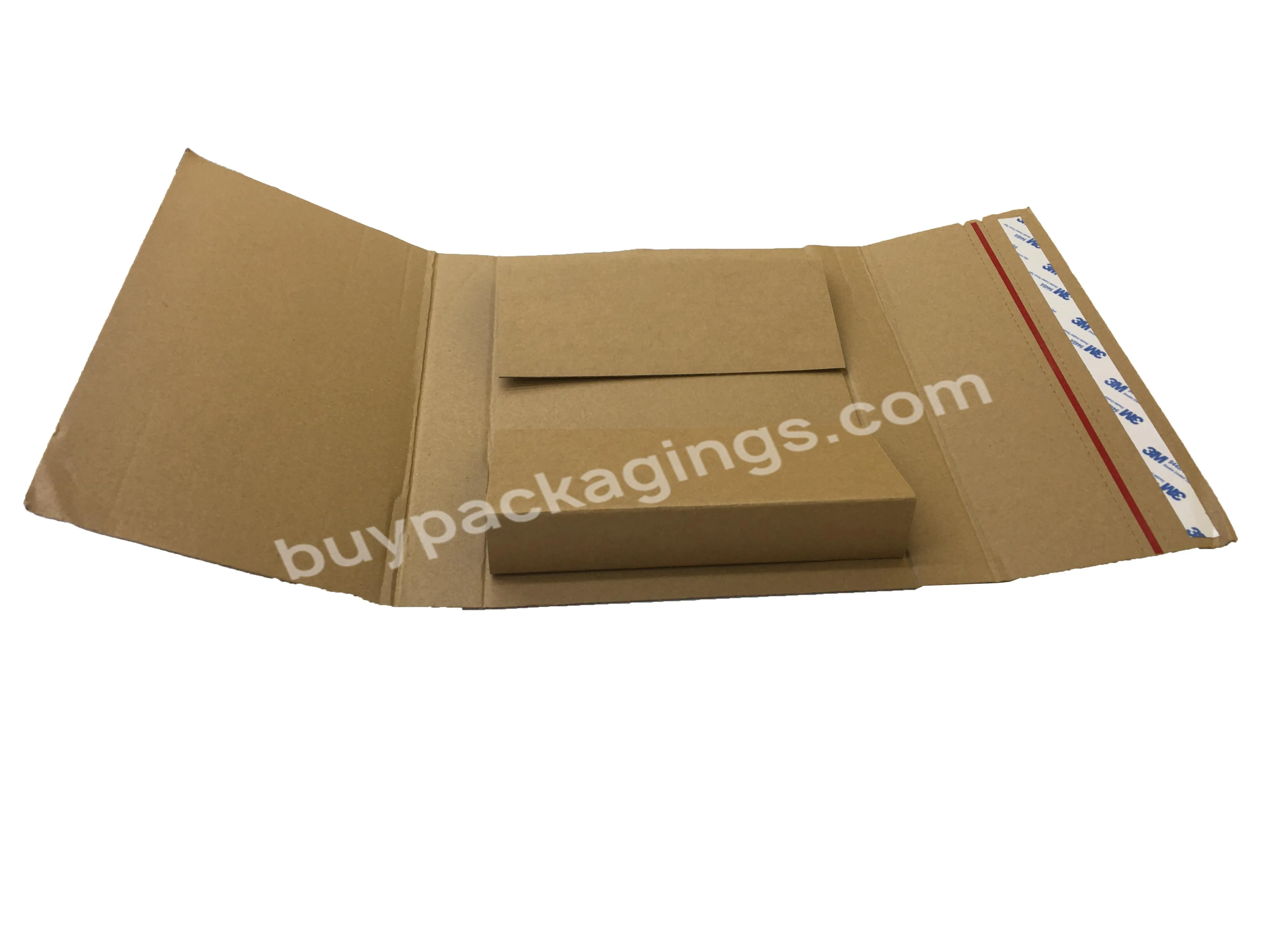 Custom Size and Logo Strong Rigid Easy Seal Mailer Expandable Cardboard Craft Paper Envelope  box
