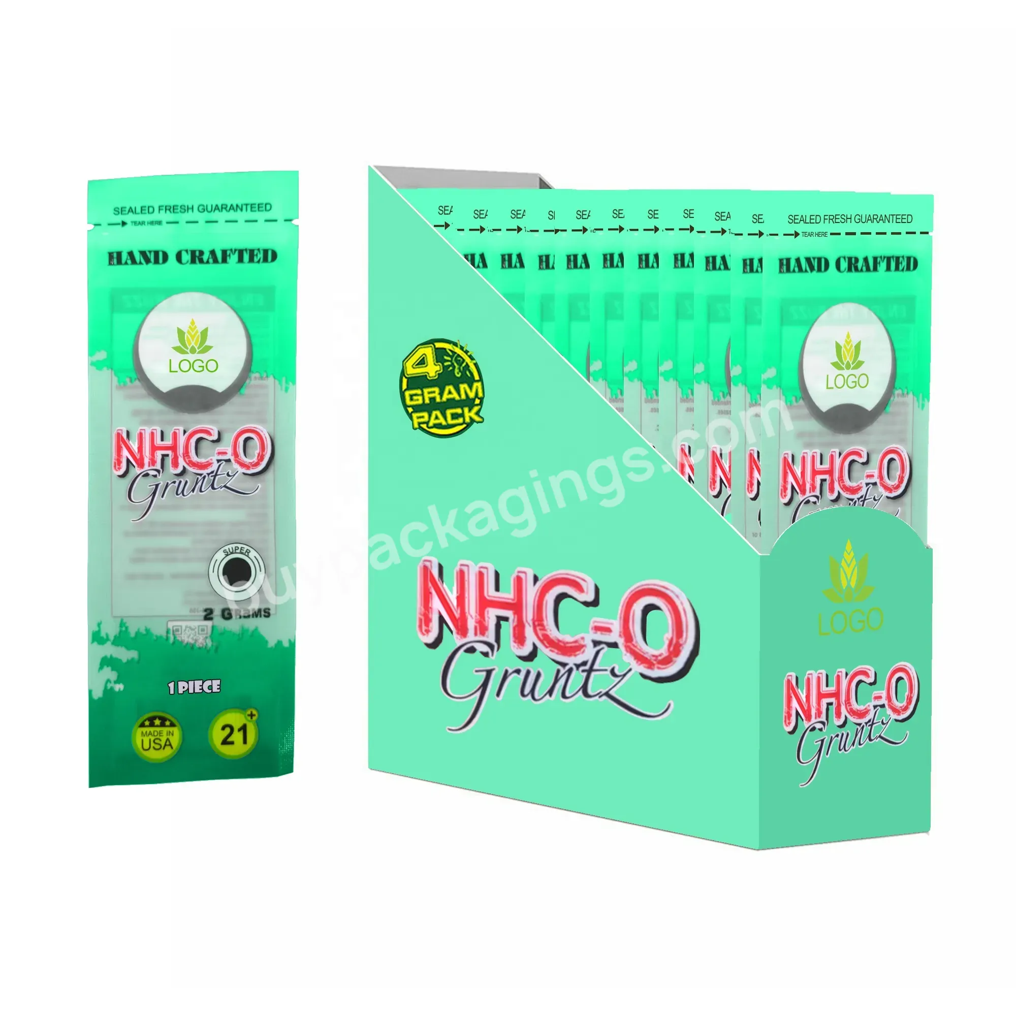 Custom Size Color Pre Roll Paper Container With 10 Pack Display Free Design Child Proof Plastic Pack Preroll Packaging