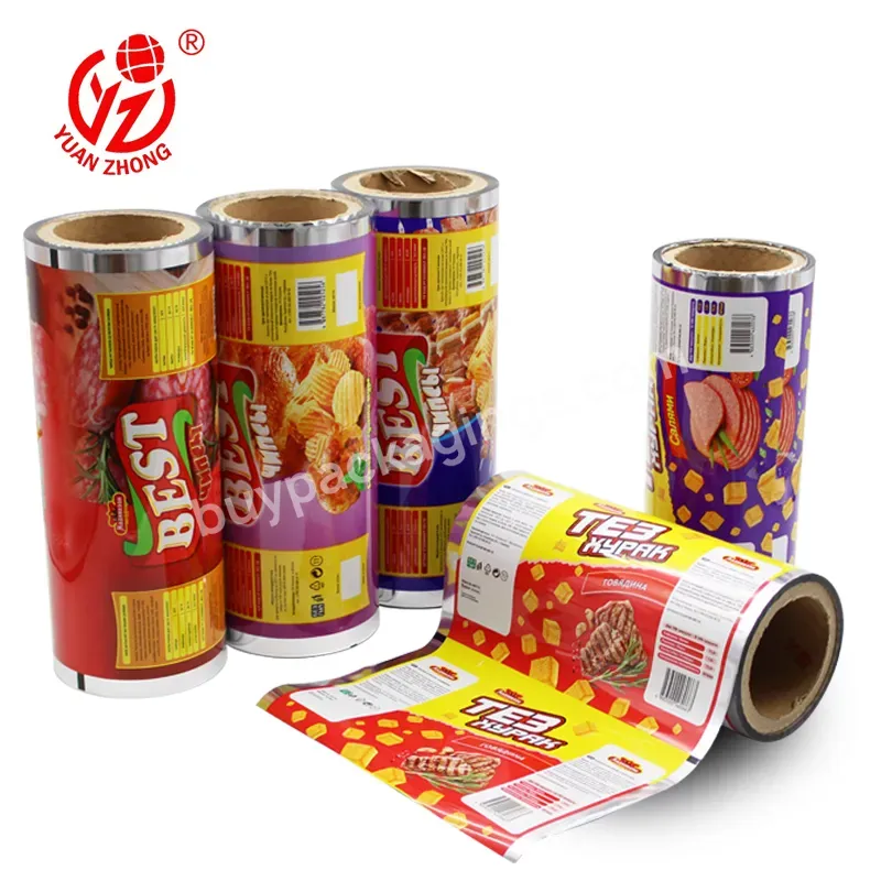 Custom Size Color Printed Food Packing Film Bag Pe Pet Plastic Sachet Film Rolls For Coffee Chocolate Potato Chips Drinking