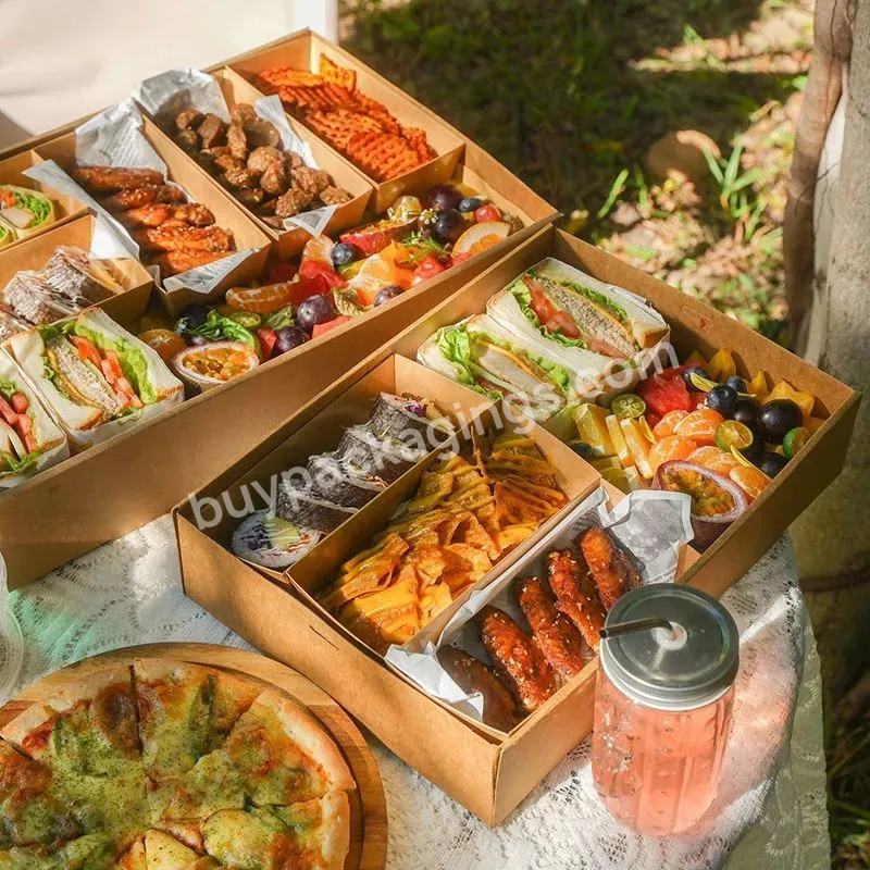 Custom Size Eco Friendly Takeaway Food Picnic Paper Packaging Box Cardboard For Outdoor Lunch