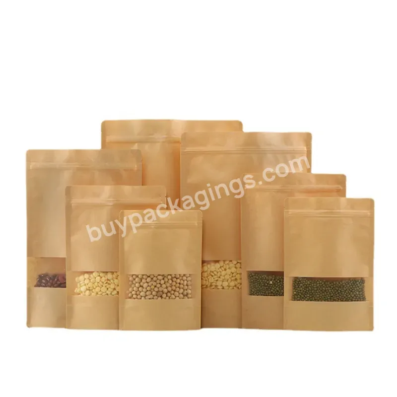 Custom Size Food Packaging Customized Kraft Paper Doypack Bag With Zipper