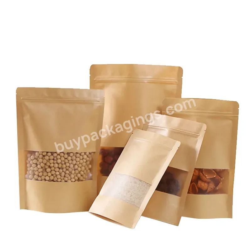 Custom Size Food Packaging Customized Kraft Paper Doypack Bag With Zipper