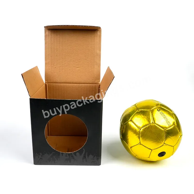 Custom Size Logo Football Soccer Ball Packaging E Flute Corrugated Cardboard Paper Box For Soccer Balling Boxes