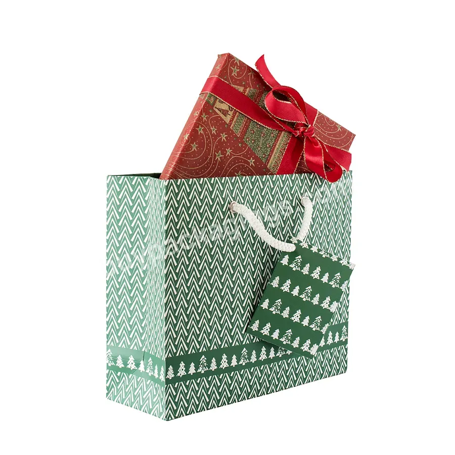 Custom Size Logo Holiday&birthday Gift Paper Bag With Handle Durable For Christmas