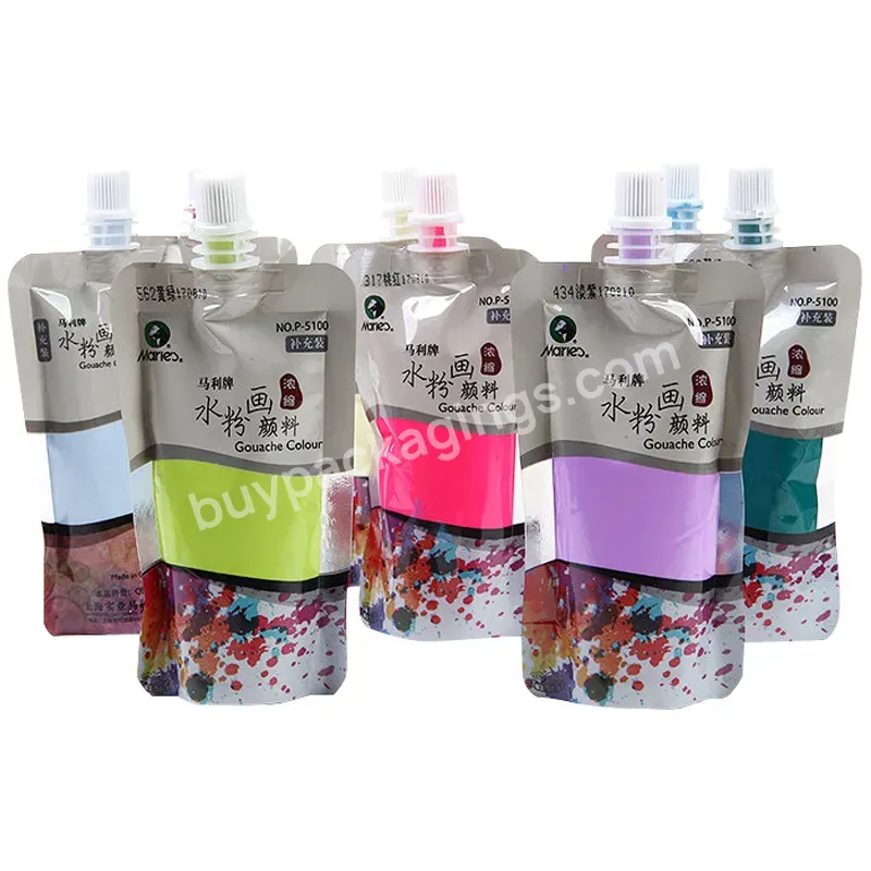 Custom Size Nylon Material Leaking Proof Stand Up Packaging With Window Spout Pouch For Gouache Paint Container