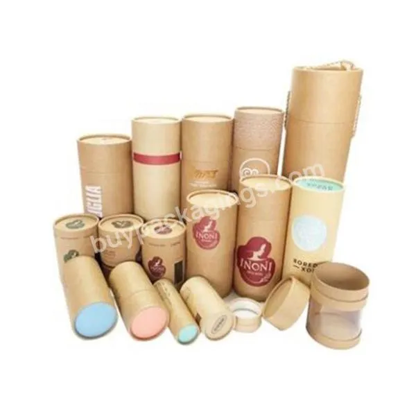 Custom Size Recyclable Kraft Round Cylinder Paper Tube Packaging For Tea And Coffee