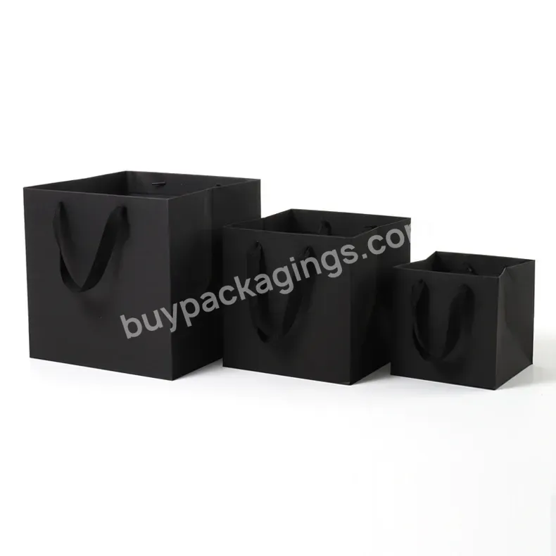 Custom Size Square Kraft Paper Bag With Your Own Logo Flat Square Base Square Bottom Paper Gift Bag With Handles