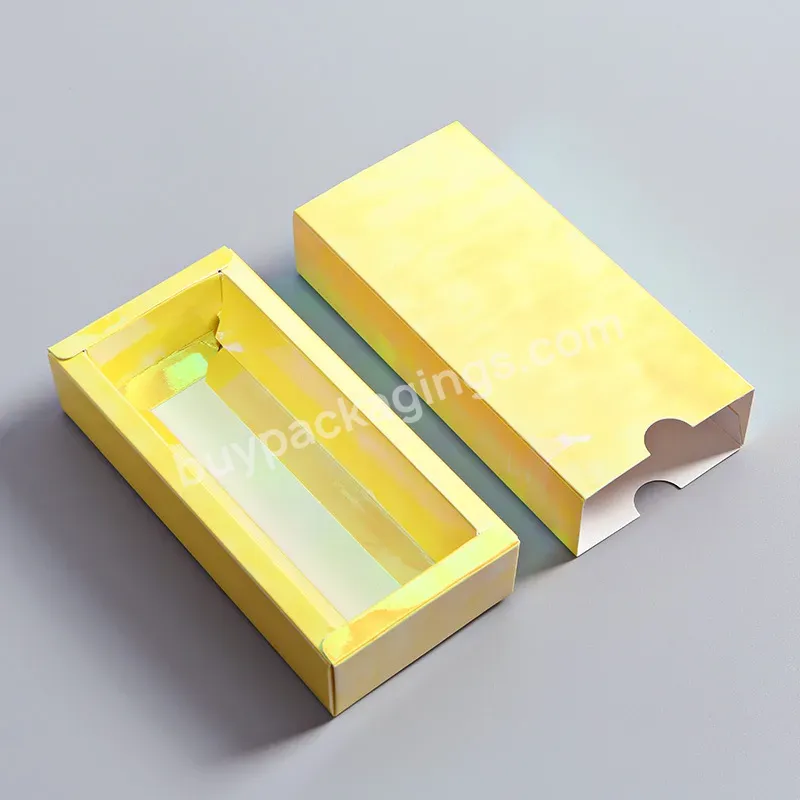 Custom Slide Cardboard Holographic Drawer Box Packaging Drawer Socks Gift Holographic Paper Sliding Box With Puller Open