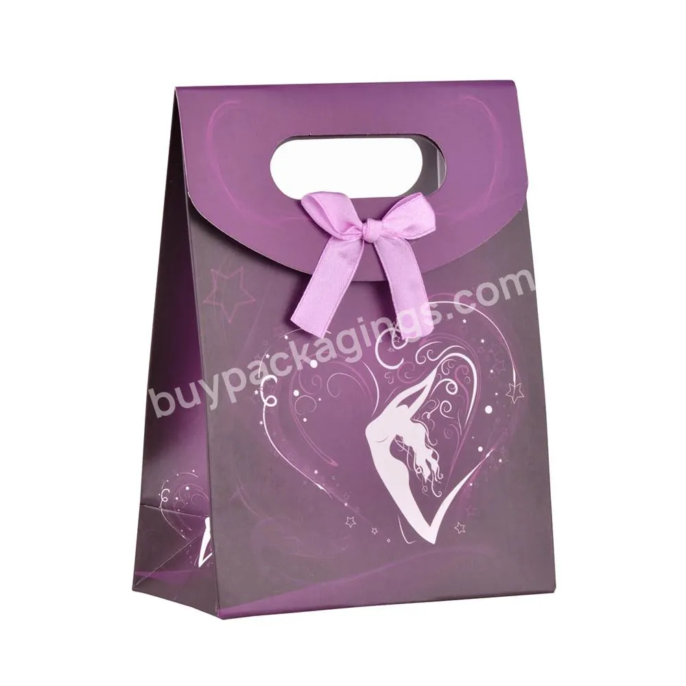 Custom Small Die Cut Handle Paper Gift Bag With Flap