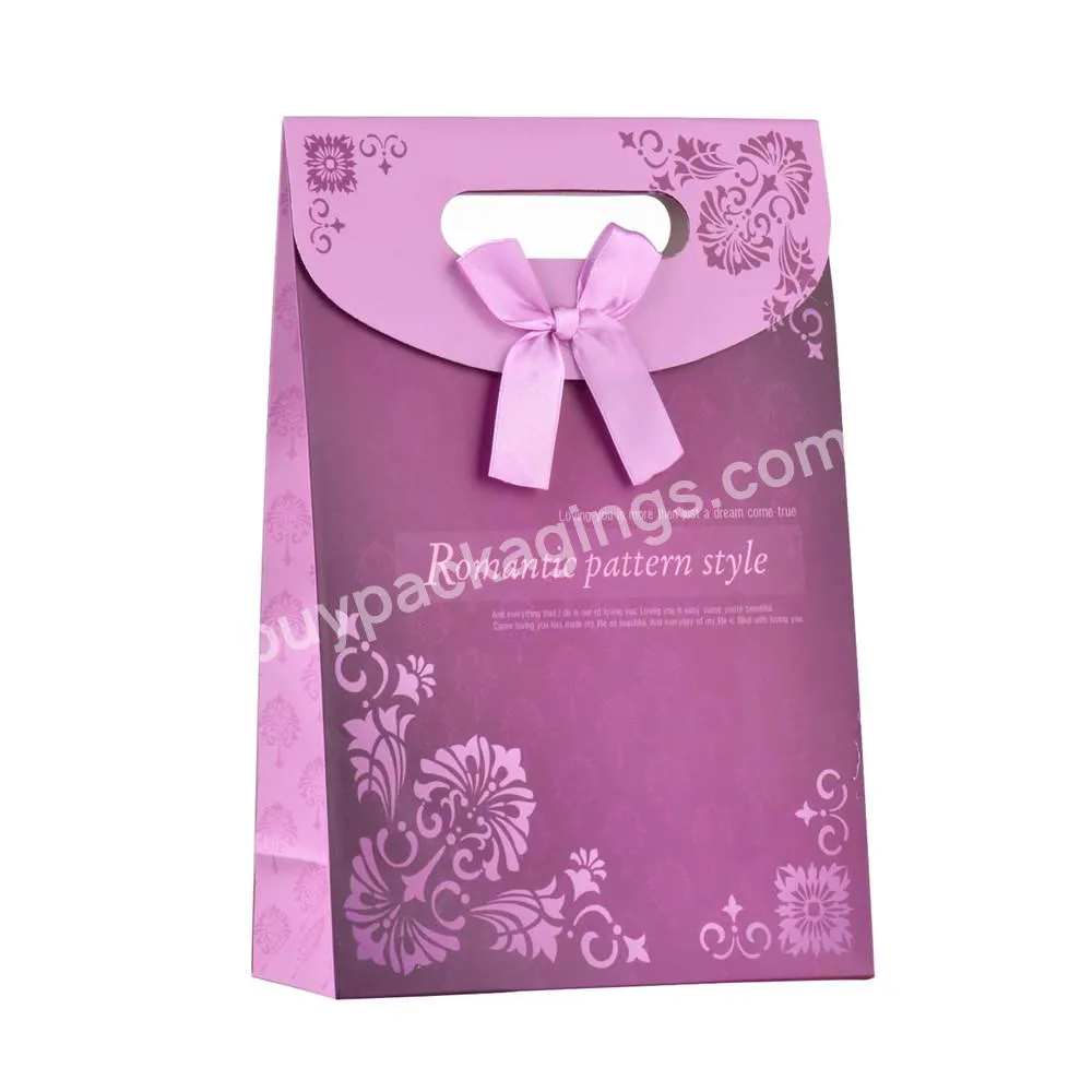 Custom Small Die Cut Handle Paper Gift Bag With Flap