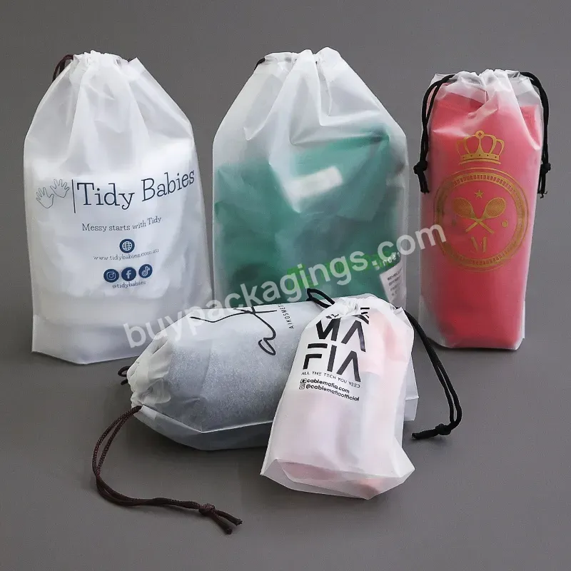 Custom Small Draw String Printed Drawstring Clothes Packaging Bag Plastic Shopping Bags