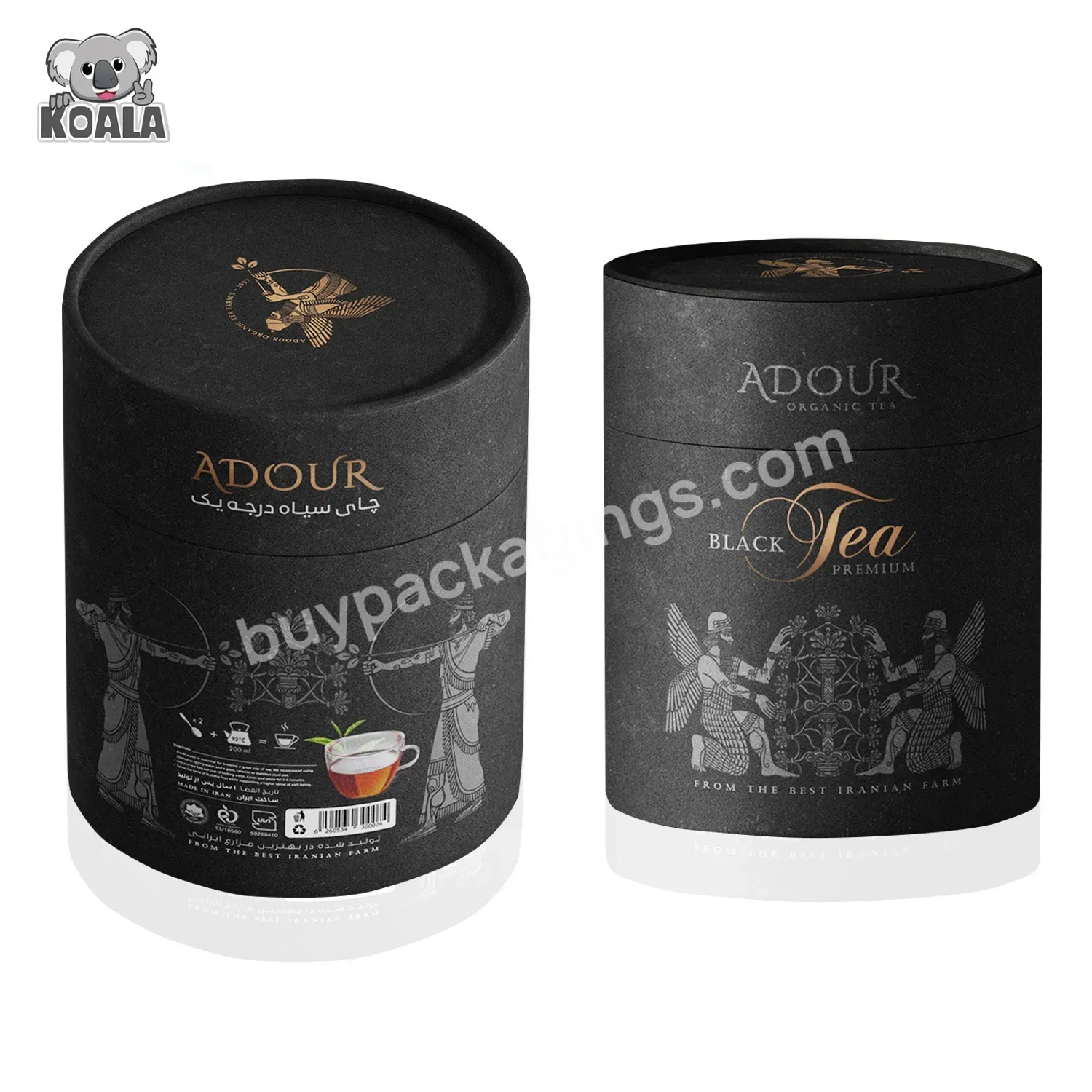 Custom Small Empty Black Tea Tin Carton Packaging Private Label Paper Cylinder Coffee Tea Box