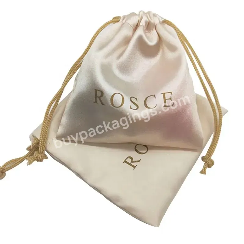 Custom Small Gift Jewelry Drawstring Silk Bag Perfume Packaging Cosmetic Hair Silk Satin Pouch