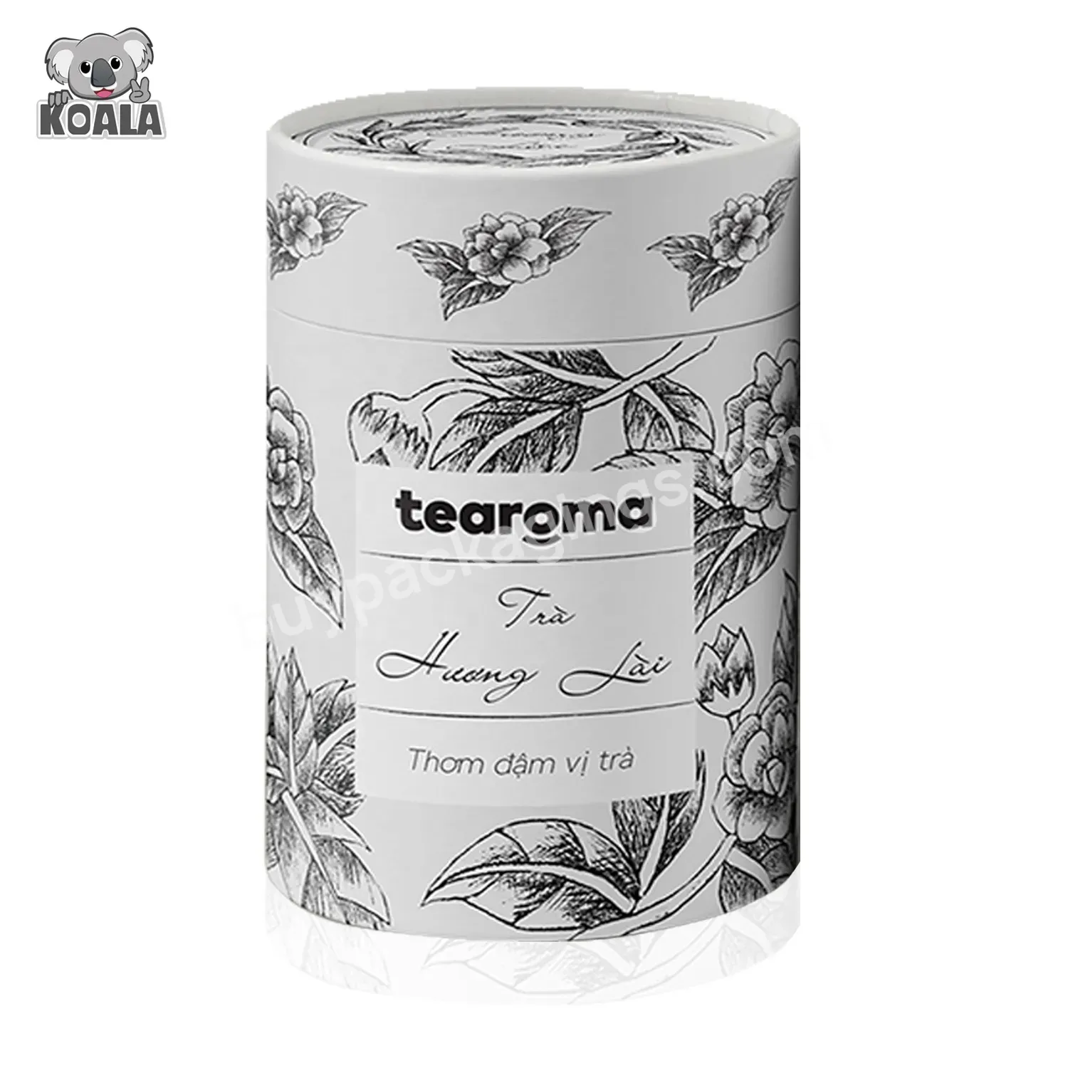 Custom Small Paper Tin Round Tube Tea Cans Food Grade Cardboard White Coffee Tea Box Packaging